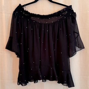 Zara off shoulder crystal beaded blouse